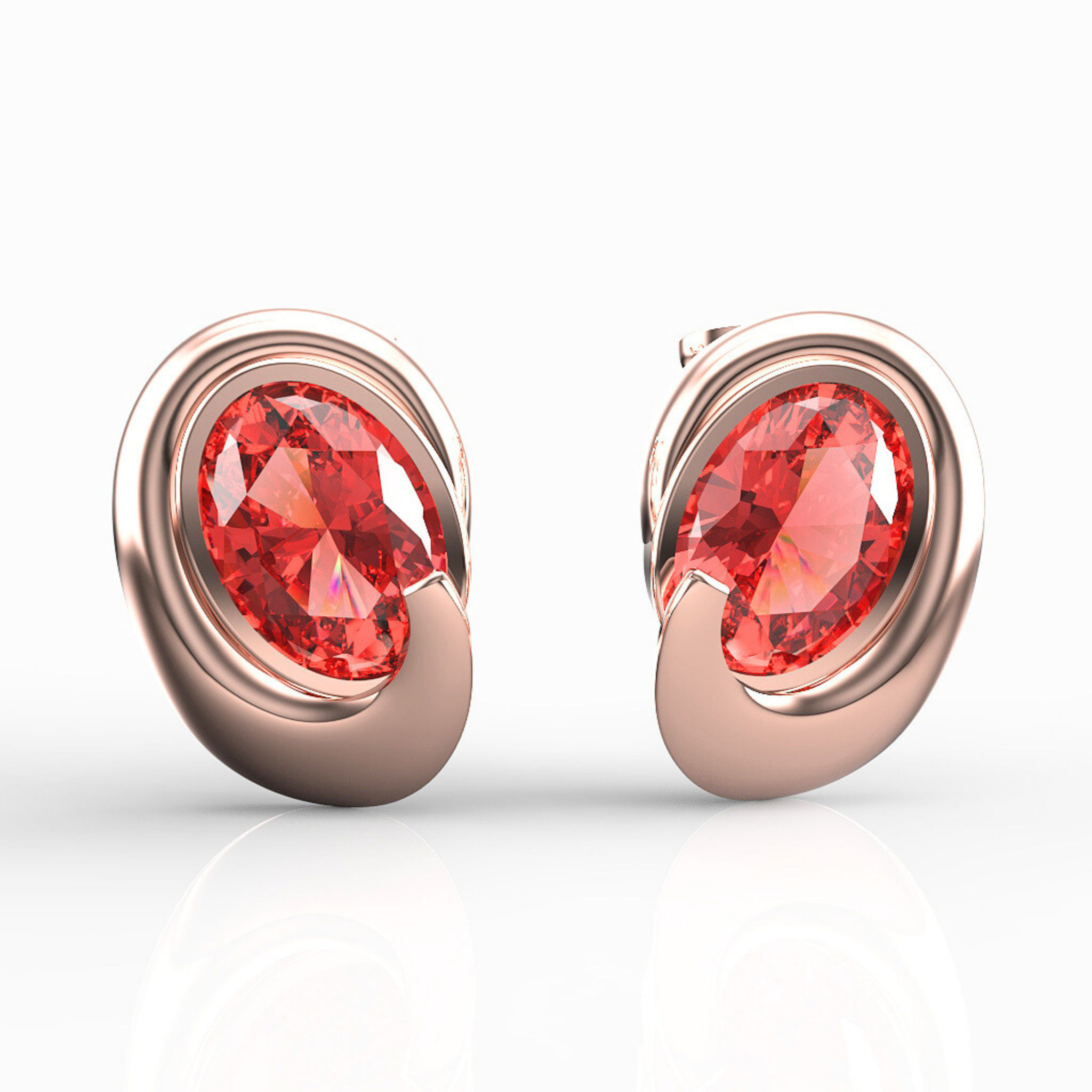 Art Deco Ruby Stud For Girlfriend, Hallmarked 925 Sterling Silver